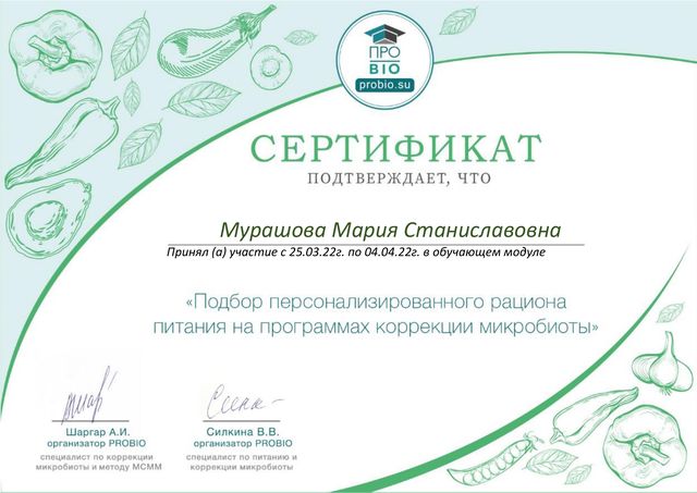 Подбор персонализированного рациона питания