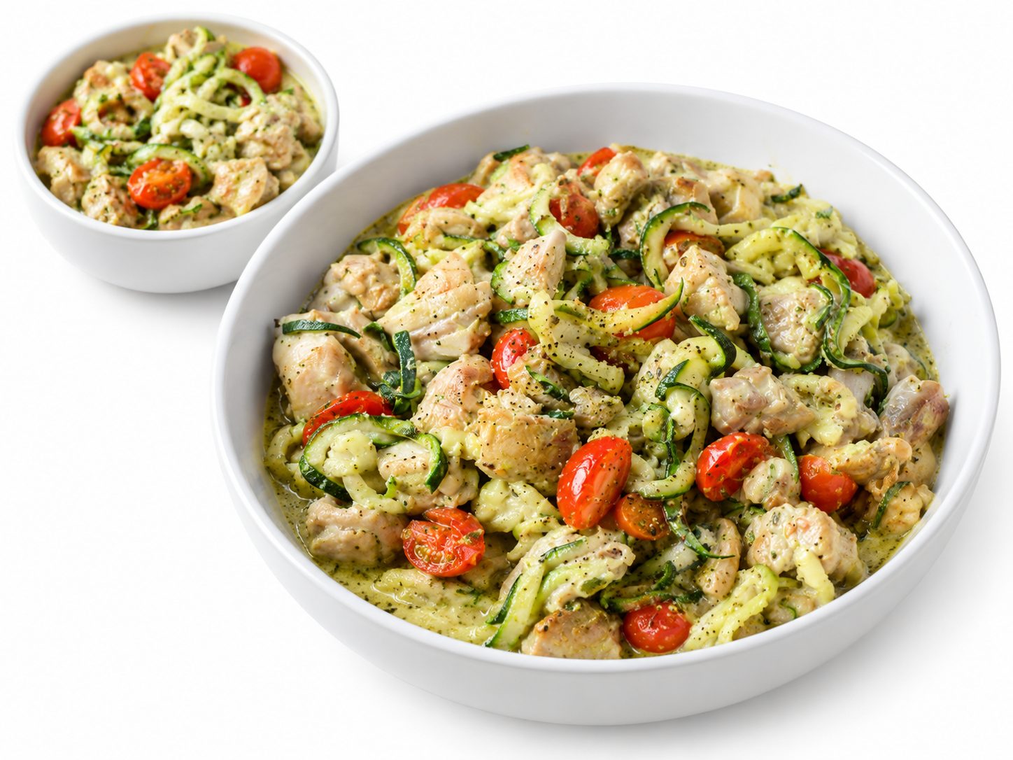 Тушеная курица в кето-соусе песто с цукини — готовое блюдо